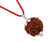 RUDRADIVINE 4 Mukhi Nepali Rudraksha Sterling Silver Certified Pendant for Men and Women