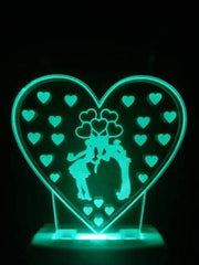 NMII Couple Heart 3D Illusion Night Lamp Comes with 7 Multicolor and 3D Illusion Design Suitable for Room,Drawing Room,Lobby, (NM_3D Couple Heart Night Lamp 129)