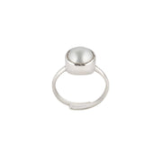 ASTRODIDI Original Certified Pearl Moti Stone Silver Plated Adjustable Ring (Stone Size 6-7 Carat) | Astrological Benefits and Healing Gemstone Ring for Men and Women