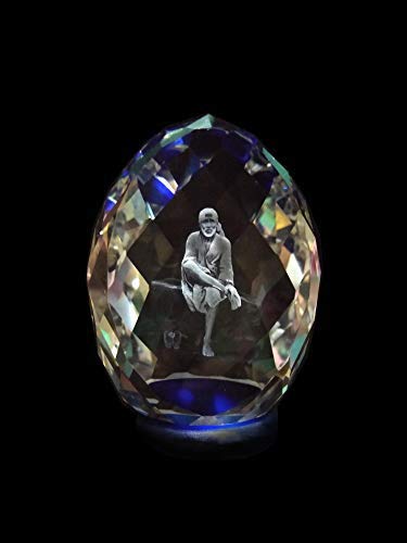 Shinde Exports Saibaba crystal idol / Saibaba idol / Saibaba crystal / saibaba idol for car dashboard 3d crystal