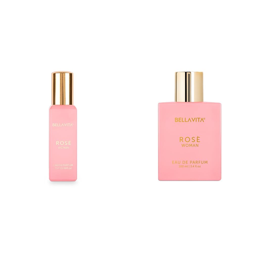 Bella Vita Luxury Rose Woman Eau De Parfum Rose Liquid Perfume For Women With Black Currant Vanilla Jasminefloral & Sweet Edp Long Lasting Fragrance Scent 100 Ml, 20 Ml