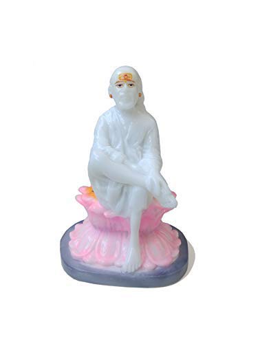 SHINDE EXPORTS Shirdi Sai Baba Marble Idol 4 inches, Superior Glossy and Smooth Finish (White)