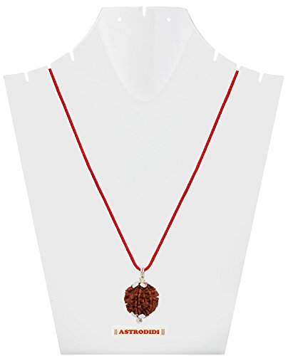 ASTRODIDI 5 Mukhi Rudraksha Original Certified Silver Plated Pendant | Natural Mantra Siddha Nepali Five Face Rudraksh Bead | Astrological Benefits and Unisex Design for Men & Women