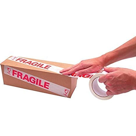 NMII Single Side Fragile (Handle with care) Adhesive Tape, 63.5 mm, 200 meter, 5 Rolls, Red-White