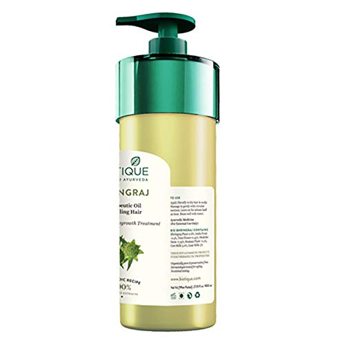 Biotique Bhringraj Therapeutic Hair Oil for Falling Hair | Intensive Hair Regrowth Treatment | Nourishing Hair Follicles| Strong and Shiny Hair| For All Skin Types| 800m