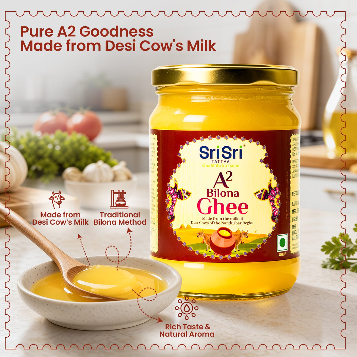 Sri Sri Tattva A2 Bilona Ghee, 500 ml