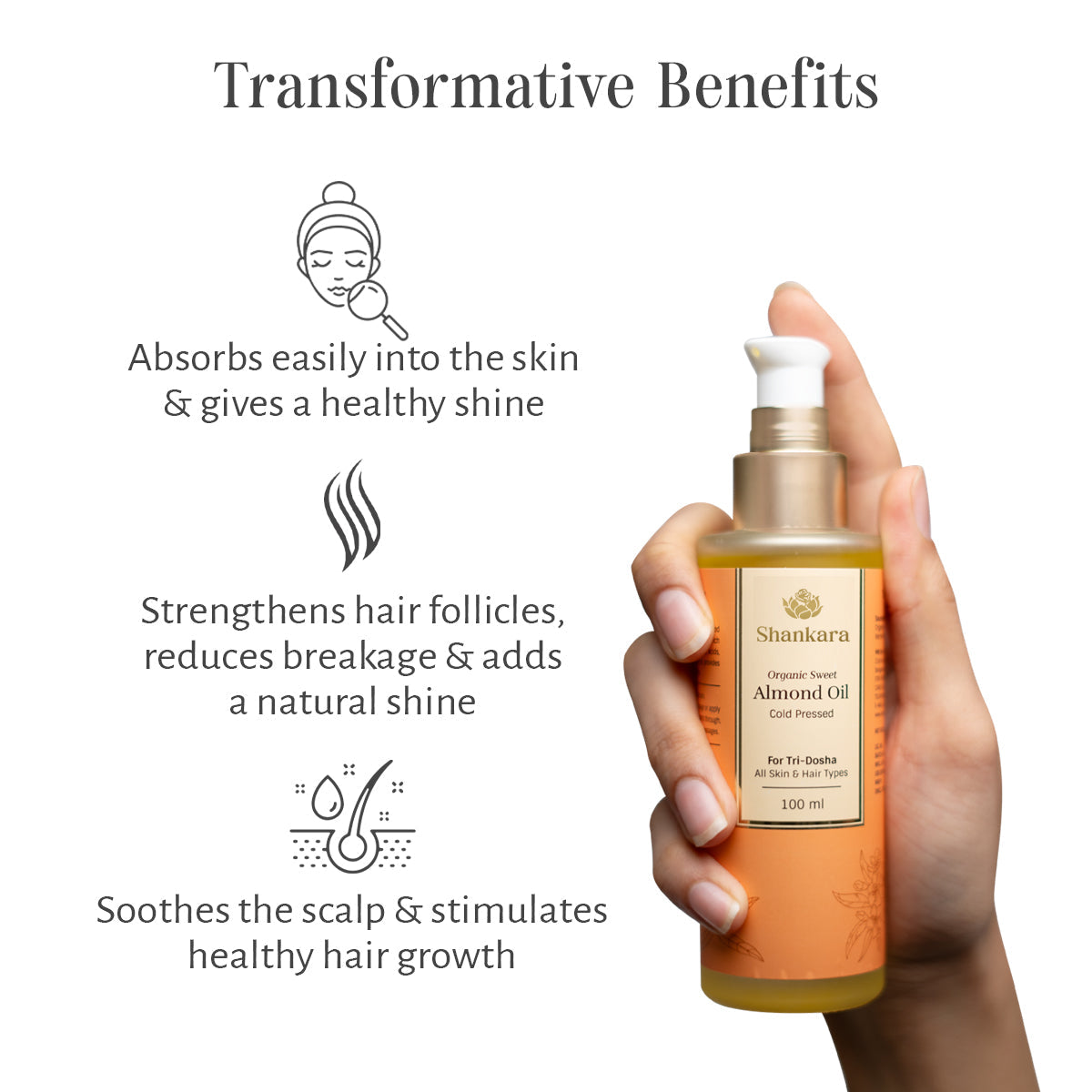Sri Sri Tattva Organic Sweet Almond Oil, by Shankara - 100 ml