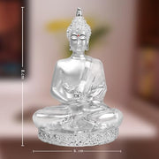 DIVINITI Buddha Idol for Home Decor Showpiece 999 Silver Plated Statue of Buddha Meditation Ji Murti for Puja Room, Festival Gift Lord Figurine Peace & Positivity (8 X 6 CM)