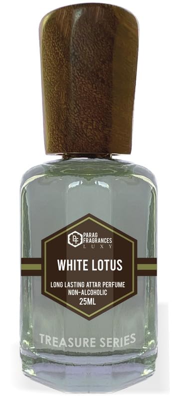 Parag Fragrances White Lotus Attar 25Ml / Treasure Series/Natural & Long Lasting Fragrance/Attar Perfume/Ittar For Men/Non Alcoholic Attar For Pooja, Worship & Personal Perfume