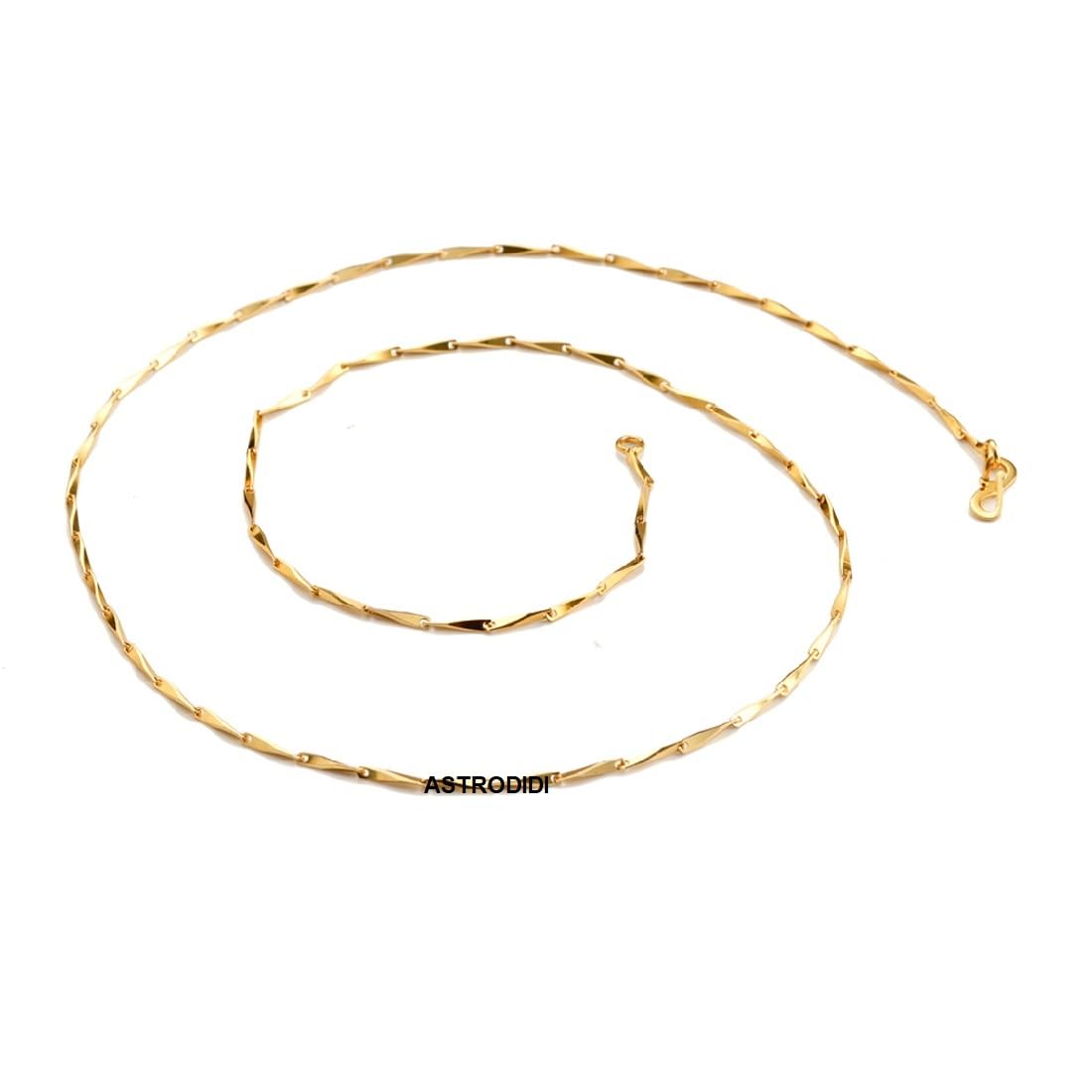 ASTRODIDI Gold Plated Chain | 24 Inch Stylish Light Weighted Golden Brass Neck Chain For Girls Women Men Boys (MHC-06)