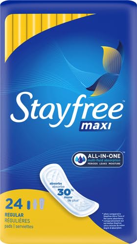 Stayfree Regular Maxi Pads, Heavy Protection, 24 ct