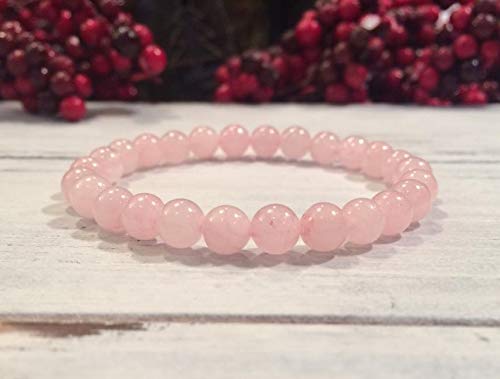 ASTRODIDI Rose Quartz Crystal Healing Love Stone Bracelet | Original Rose Quartz Love Attraction Handmade Stretchable 8 mm Beads Gemstone Bracelet