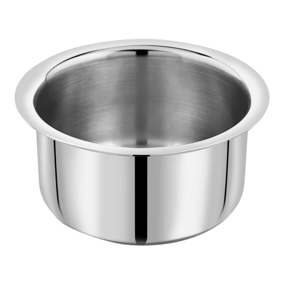 Vinod – Claro Heavy Gauge Stainless Steel Tope (Plain), 1.5 mm – Capacity 0.9 Liter