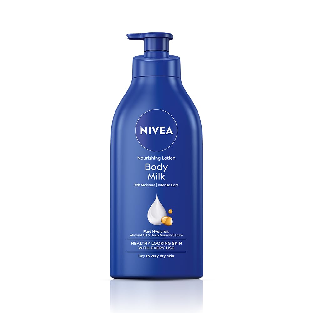 NIVEA Nourishing Body Milk 600ml Body Lotion with Hyaluronic Acid | 72Hr Hydration | Deep Moisture Care for Very Dry Skin | Enriched with Almond Oil | Smooth, Radiant & Healthy Looking Skin Care