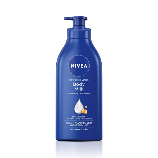 NIVEA Nourishing Body Milk 600ml Body Lotion with Hyaluronic Acid | 72Hr Hydration | Deep Moisture Care for Very Dry Skin | Enriched with Almond Oil | Smooth, Radiant & Healthy Looking Skin Care