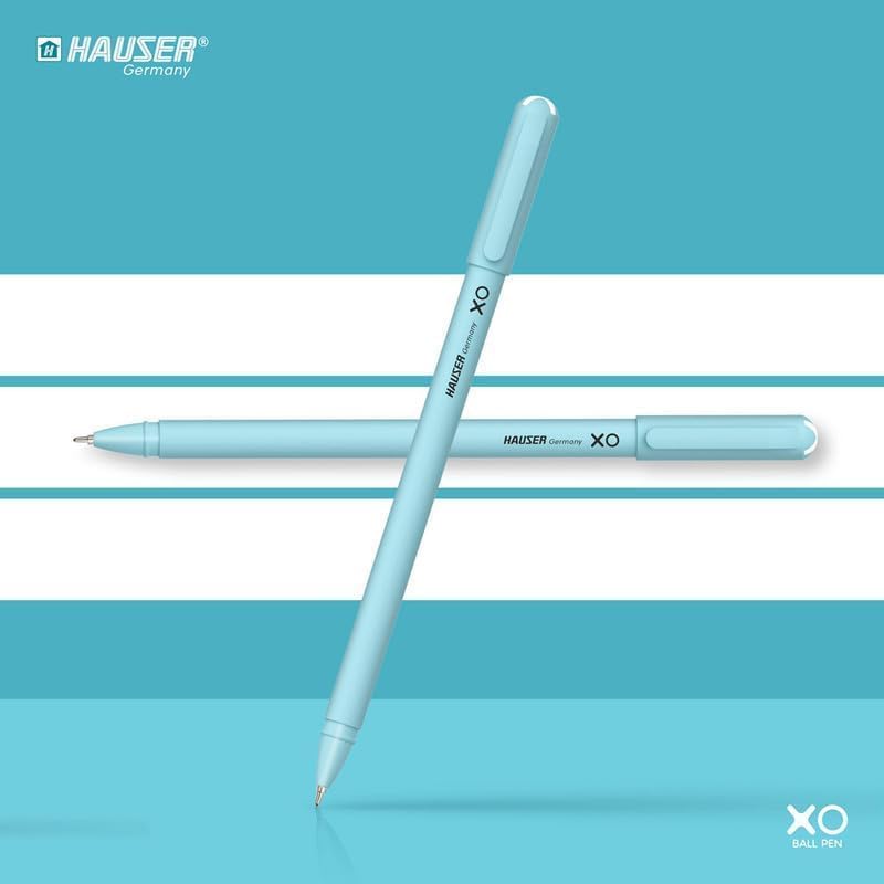 Hauser XO 0.7mm Ball Pen | Blue Ink | Smooth Low Viscosity Ink | Matte Finish | Durable Tip | Pack of 10