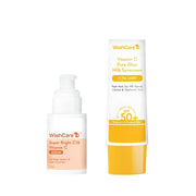 WishCare Super Bright Vitamin C Face Serum and Vitamin C Pure Glow Milk Sunscreen with SPF 50 PA+++(30ml + 50ml), All Skin Type