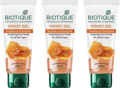 BIOTIQUE Honey Gel 100 ml (Pack of 3) Face Wash (300 ml)