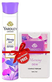 Yardley London Morning Dew Refreshing Deo Body Spray 150ml with Morning Dew Compact Perfume 18ml Free for Women