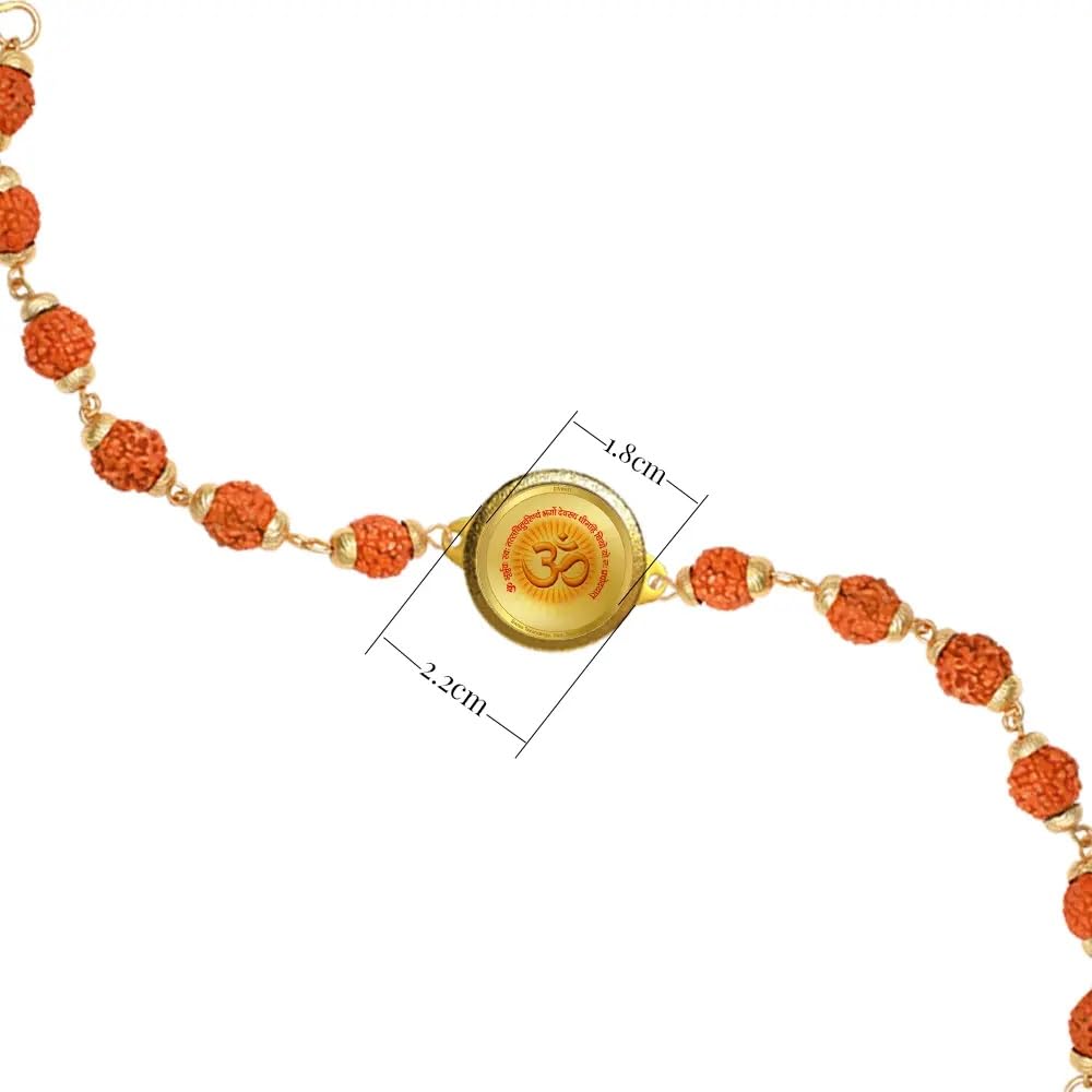 Diviniti Om with Gayatri Mantra Rudraksha Rakhi with 22MM 24K Gold Plated Foil Divine Raksha Bandhan Gift