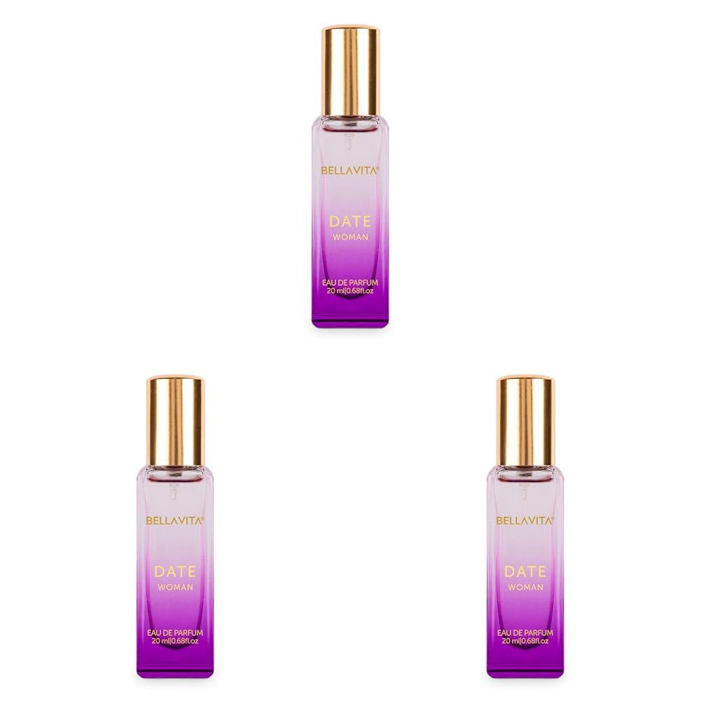 Bella Vita Luxury Date Woman Eau De Parfum Liquid Perfume With Pink Pepper, Jasmine & Vanilla|Premium, Long Lasting Floral & Fruity Fragrance For Women, 20Ml (Pack Of 3)