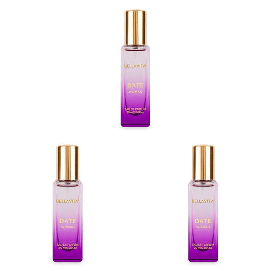Bella Vita Luxury Date Woman Eau De Parfum Liquid Perfume With Pink Pepper, Jasmine & Vanilla|Premium, Long Lasting Floral & Fruity Fragrance For Women, 20Ml (Pack Of 3)