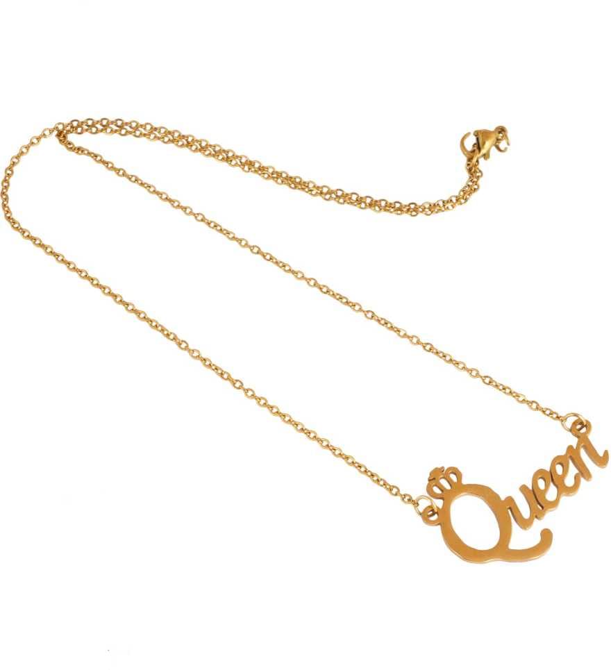 ASTRODIDI Fancy Stylish Queen Letter Locket With Chain Gold-plated Stainless Steel Pendants Locket