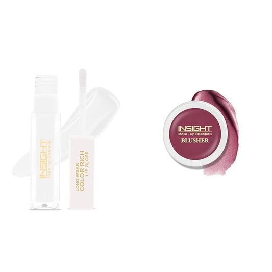 INSIGHT Long Wear Color Rich Lip Gloss, Glossy Finish - LG41-01&Insight Cosmetics Crème Blusher, Face Makeup, Dusty Rose, 3.5 gm(B-02=03)