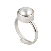 ASTRODIDI Original Certified Pearl Moti Stone Silver Plated Adjustable Ring (Stone Size 6-7 Carat) | Astrological Benefits and Healing Gemstone Ring for Men and Women
