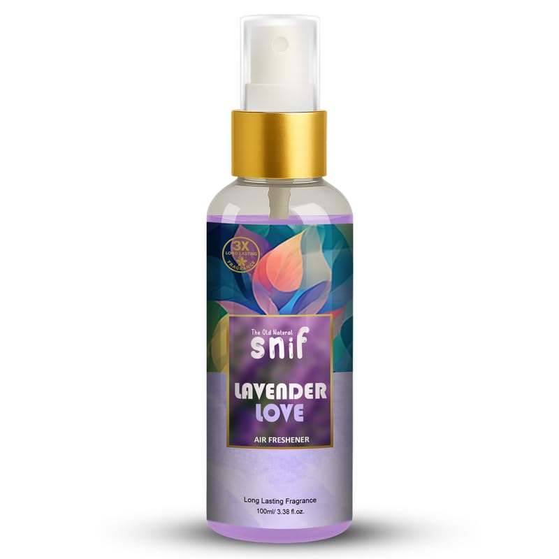 The Old Natural Snif Lavender Love Air Freshener Spray – 100ml | Calming Lavender Scent, Long-Lasting Fragrance for Home, Office & Car
