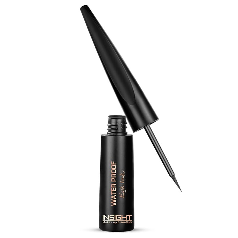 INSIGHT Waterproof Eye Ink | Quick Drying Formula | Matte Finish | Smudge Proof | Waterproof | Flexi Tip Brush - (Black) 6.5 g