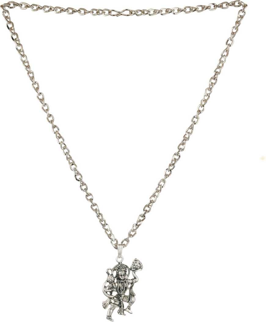 ASTRODIDI Unisex-Adult Hanuman Ji Pendant Locket With Chain In Pure Silver Color Aloy Bajrang Bali Locket