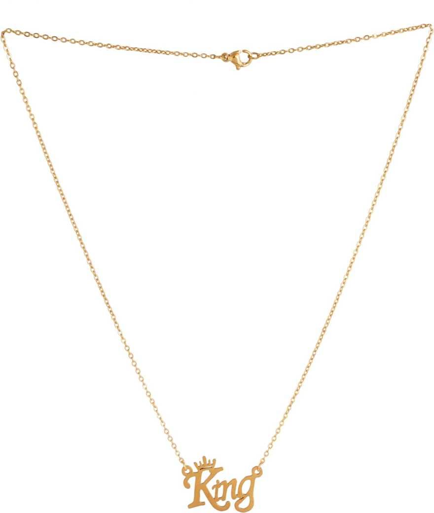 ASTRODIDI Fancy & Stylish Trending King Letter Locket With Chain Brass Metal Gold Plated Pendants Unisex Locket (Golden Color)