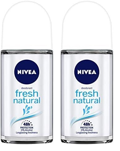NIVEA Deodorant Roll On, Fresh Natural for Unisex, 50ml (Pack of 2)