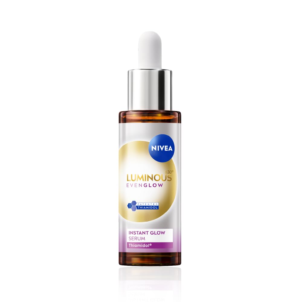 NIVEA Luminous Even Glow Face Serum | For Glowing Skin, Skin Brightening & Refined Pores | Niacinamide, Thiamidol & Vitamin C Serum | Anti-Dark Spots | With Aloe Extracts | 3D Glow in 3 Days | 30ml