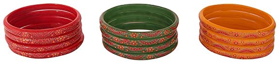 NMII Glass with Flower Pattern Printed Or Attractive with Glossy Finished Kada Set For Women and Girls