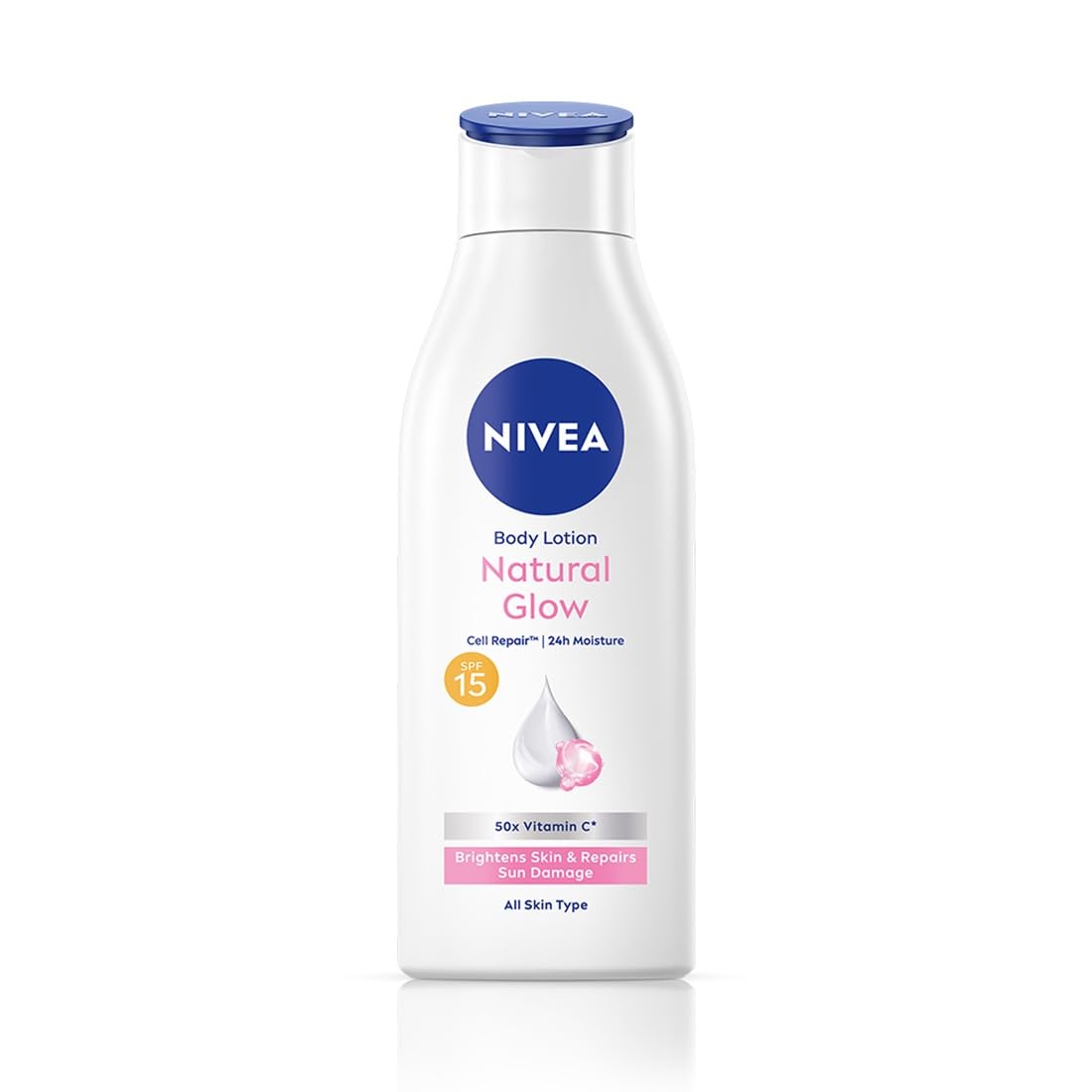 NIVEA Natural Glow Cell Repair 200ml Body Lotion | SPF 15 & 50 X Vitamin C for Summer Protection |With Camu Camu & Acerola Cherry Extracts | Gives Even Toned & Smooth Skin |For All Skin Types (Packaging might vary)