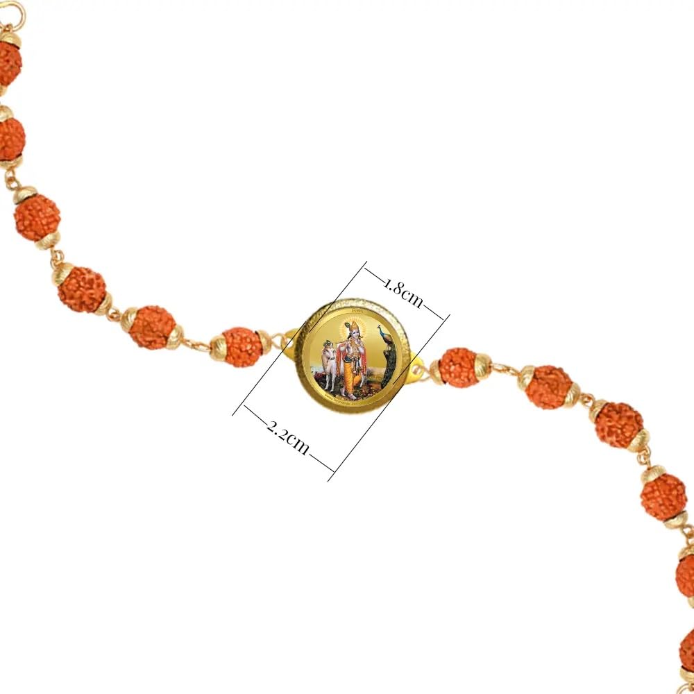 Diviniti krishna with Surbhi Cow Rudraksha Rakhi with 24K Gold Plated Foil Divine Raksha Bandhan Gift