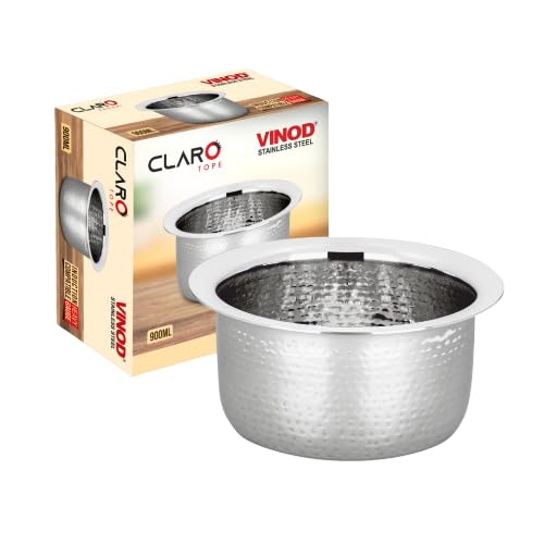 Vinod – Claro Heavy Gauge Stainless Steel Hammered Tope, 1.5 mm – Capacity 900ml