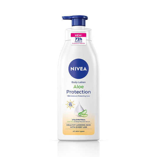 NIVEA Aloe Protection Body Lotion 400 ml | UVA UVB filters | 72H Moisturization| Aloe Vera Extracts | Dep Moisture Serum | Men and Women | All Skin Type