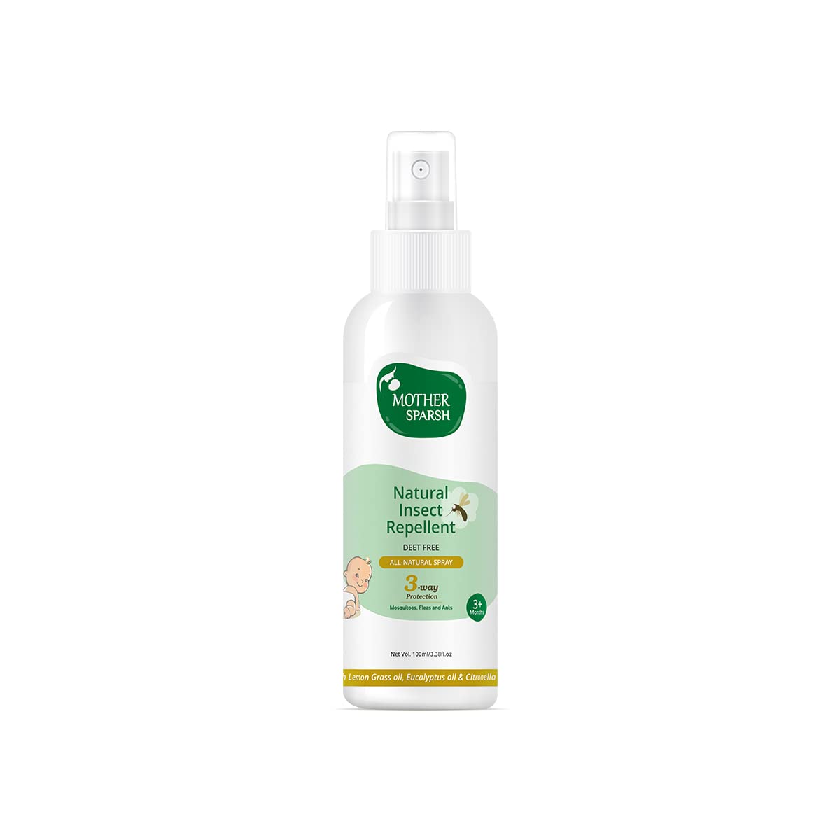Mother Sparsh Natural Baby Liquid Cleanser (Powered by Plants) Cleanser, Refill Pack (500ml) & Mother Sparsh Natural Insect Repellent Spray For Babies- 100ml