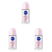 NIVEA Pearl and Beauty 50ml Deo Roll On | With Pearl Extracts & Avocado Oil| 48 H Smooth & Beautiful Underarms| 0% Alcohol | For Women (Pack of 3)