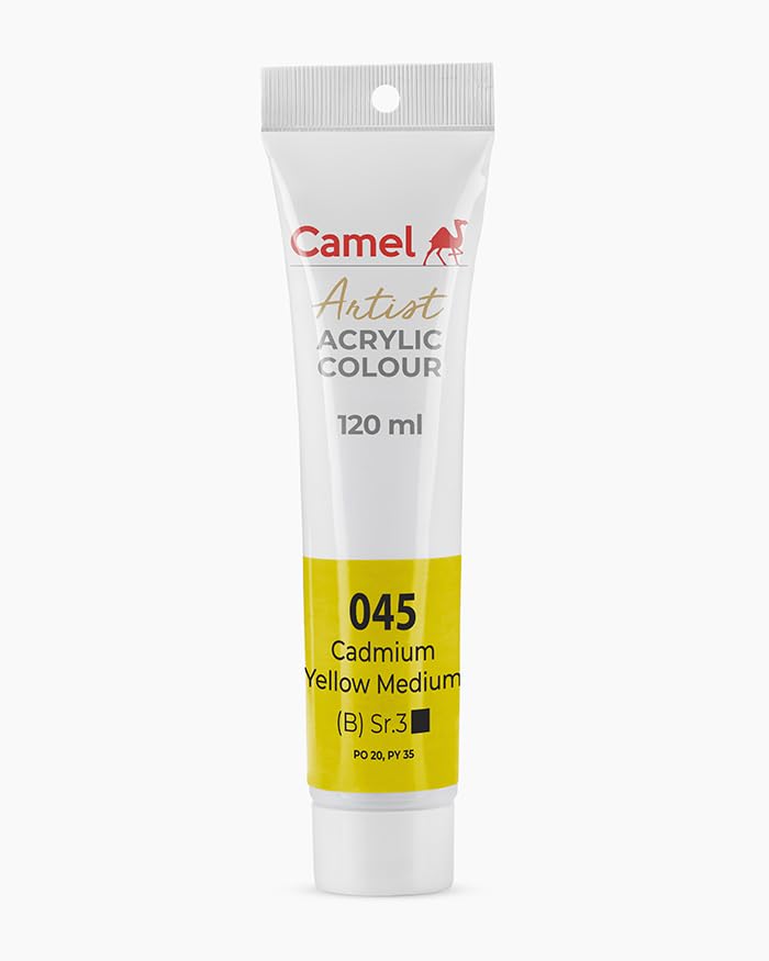 Camel Camlin Artist Acrylic Colour Tubes 120ml Cadmium Yellow Medium 045