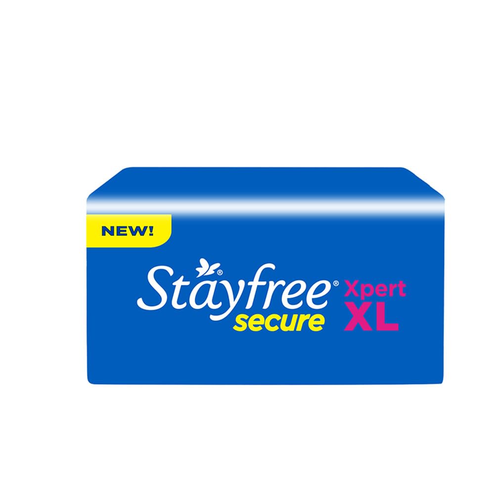 Stayfree Secure Xpert XL Sanitary Pads for Women | 290 mm | 40 Pads | Longer & Wider Pads for Heavy Flow | Air Soft Cover | Helps Prevent Skin Irritation | Fits in Pocket | Gel Lock Pockets for Instant & Deep Absorption | Dermatologically Tested