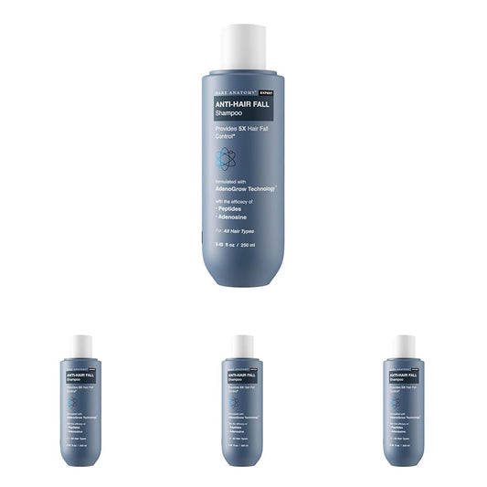Bare Anatomy Anti-Hair Fall Shampoo 250ml (Pack of 4) | 5x Hair Fall Control | Adenosine & Peptides | Strengthens Roots & Reduces Breakage | Sulphate & Paraben Free | Unisex