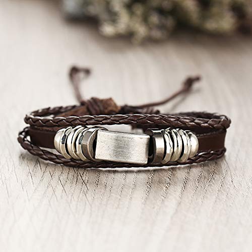 Shining Diva Fashion Genuine Leather Bracelet Wraps Casual Skin Friendly Bracelets for Men Boys