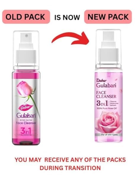 Dabur Gulabari Rose Glow Face Cleanser - 400ml (100ml*4) | Gentle Cleanser for All Skin Types | Cleaner, Balanced & Hydrated Skin