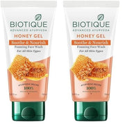 Biotique Honey Gel Soothe & Nourish Foaming Face wash | Soap Free Formula | Reduce Dryness | 100% Botanical Extracts | Suitable for All Skin Types | 150ml (Pack of 2)