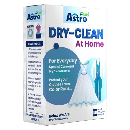 Astro Plus+ Dry Clean At-Home Liquid Detergent Cleaning Sheets | Ultimate Protection For Silk Saree and Chiffon, Cotton Gentle Wash For Delicate Fabrics | Pack of 3 Sheet (40ml Each)