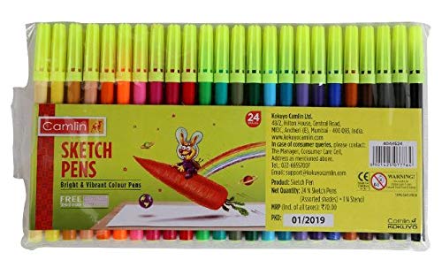 Camel Camlin 24 Shades Sketch Pens -(Assorted)-Pack of 2